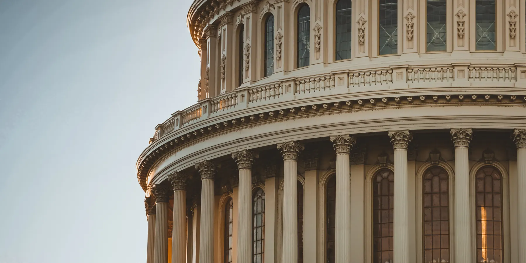 The United States Capitol dome at golden hour